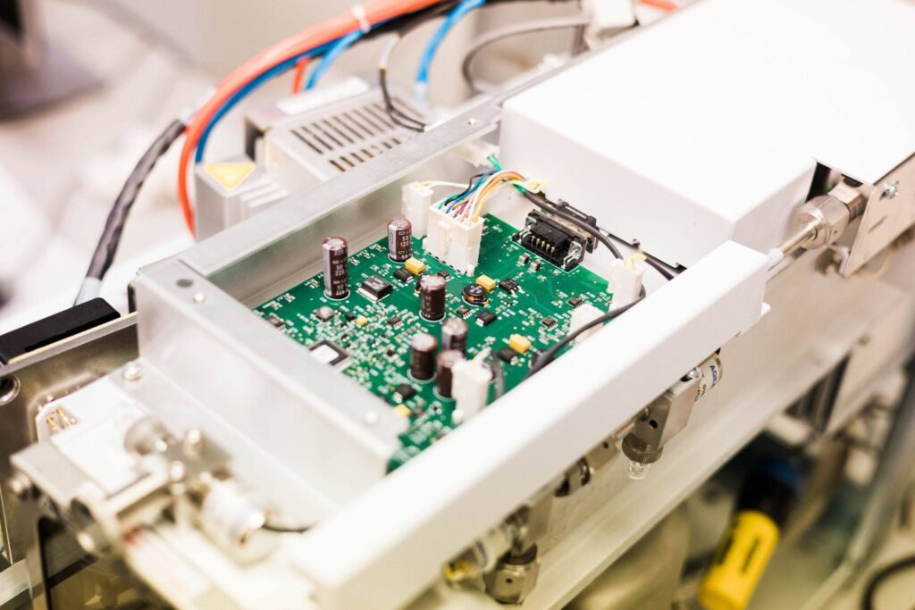 Analytical aim equipment being tested for regulatory standards.